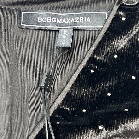 Bcbgmaxazria Womens 6 Velvet Sequin Mini Dress Puff Sleeve ALine Belted Cocktail - Picture 5 of 8